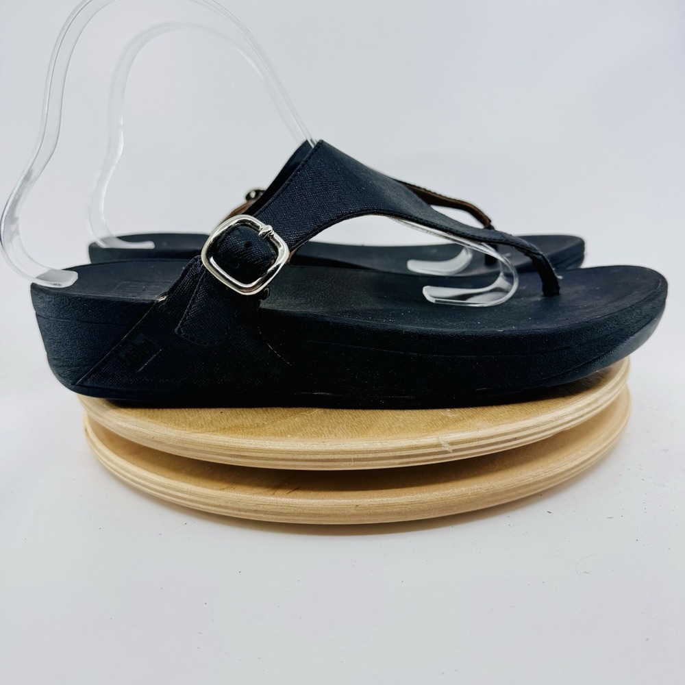 FitFlop The Skinny Toe Post Sandals Black Women's US 10 EU‎ 42 Comfort